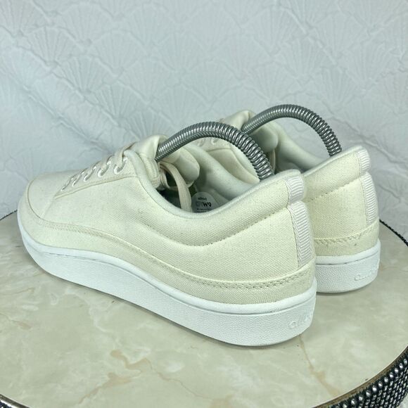 Allbirds Canvas Pacers Walking Sneakers 9 Cream Lace Up Low Top Casual Shoe NEW - Picture 10 of 14